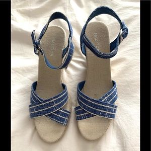 NWT Nautical blue and white wedges size 8.5